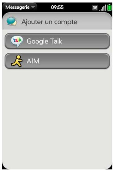 PALM PRE PLUS SFR - Configuration d'un compte de messagerie instantanée - 1