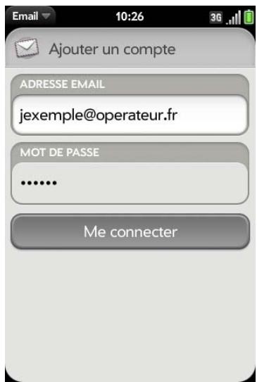 PALM PRE PLUS SFR - Configuration d'un compte d'email en cas d'échec de la configuration automatique - 1
