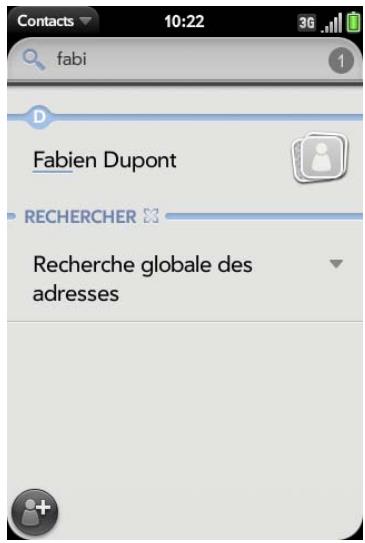 PALM PRE PLUS SFR - Recherche de contacts - 1