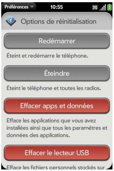 PALM PRE PLUS SFR - Effacement des données et réinitialisation de votre téléphone - 1
