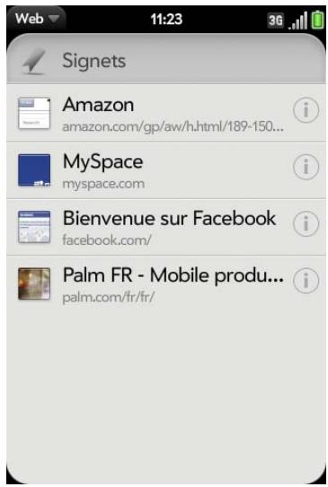 PALM PRE PLUS SFR - Ouverture d'une page importante un signet - 2