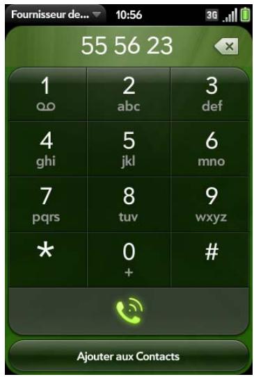 PALM PRE PLUS SFR - Passage d'appels à l'aide du clavier numérique affiché à l'écran - 1