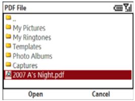 PALM TREO 500V - Opening a file - 1