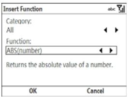 PALM TREO 500V - Inserting a function - 1