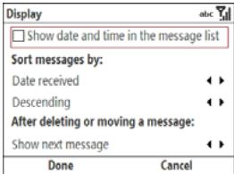 PALM TREO 500V - Customising your email settings - 1