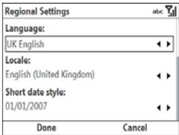 PALM TREO 500V - Setting display formats - 1