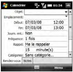 PALM TREO PRO - Création d'un rendez-vous - 1