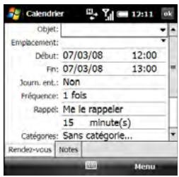PALM TREO PRO - Sélection d'options dans une liste - 1