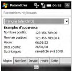 PALM TREO PRO - Définition des formats d'affichage - 1
