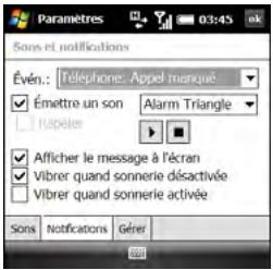 PALM TREO PRO - Choix de sonneries et de notifications d'affichage - 2