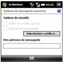 PALM TREO PRO - Modification des paramètres de téléchargement d'e-mail : comptes de messagerie outlook - 2