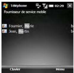 PALM TREO PRO - Composition d'un numéro à l'aide du nom d'un contact - 1