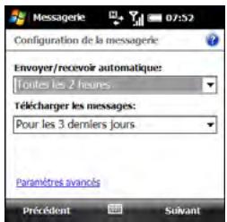 PALM TREO PRO - Modification des paramètres de téléchargement d'email : autres comptes de messagerie - 1