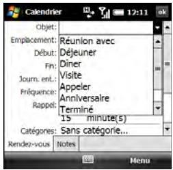 PALM TREO PRO - Sélection d'options dans une liste - 2