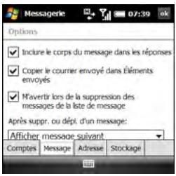 PALM TREO PRO - Personnalisation des paramètres de la messagerie - 2