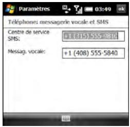 PALM TREO PRO - Modification des numéros du centre de service de messagerie vocale et du centre de service de SMS - 1