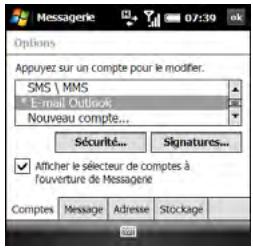 PALM TREO PRO - Personnalisation des paramètres de la messagerie - 1