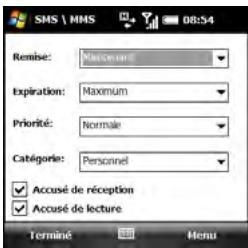 PALM TREO PRO - Configuration des options pour un message multimédia sortant - 1