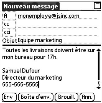 PALM TUNGSTEN T3 - Pour rédiger le reste du message et l'envoyer : - 2