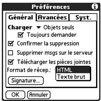 PALM TUNGSTEN T3 - Messages en texte brut et au format HTML - 1