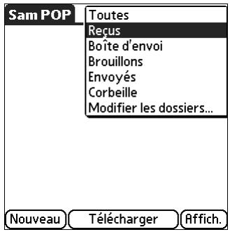 PALM TUNGSTEN T3 - Pour afficher un compte et sa boîte de réception : - 1