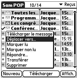 PALM TUNGSTEN T3 - Pour déplacer plusieurs e-mails : - 2