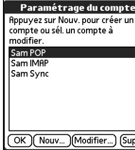 PALM TUNGSTEN T3 - Pour créer un compte de messagerie réseau : - 1