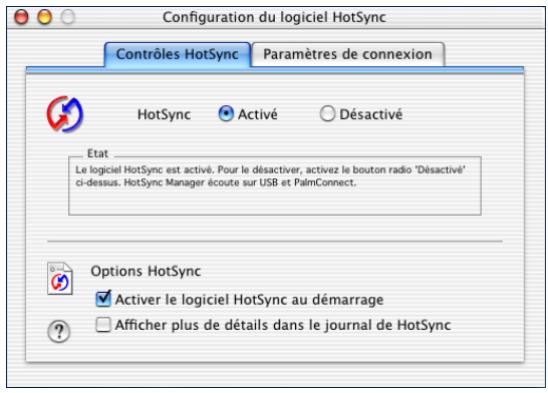 PALM TUNGSTEN T3 - Pour paramétrer les options hotSync sur un macintosh : - 1