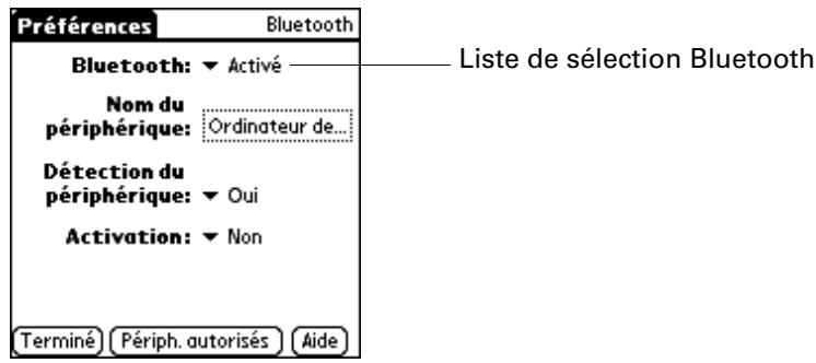 PALM TUNGSTEN T3 - Pour activer l'option de communication bluetooth : - 1