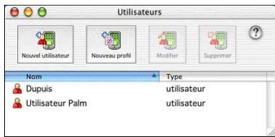PALM TUNGSTEN T3 - Pour créer un profil utilisateur sur macintosh : - 1