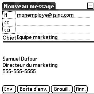 PALM TUNGSTEN T3 - Pour rédiger le reste du message et l'envoyer : - 1