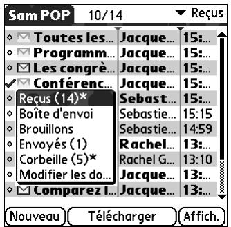 PALM TUNGSTEN T3 - Pour déplacer plusieurs e-mails : - 3