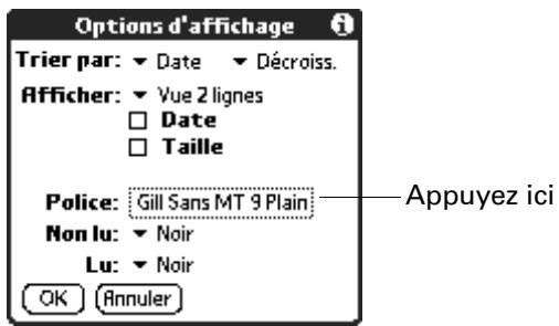 PALM TUNGSTEN T3 - Pour changer la police : - 1