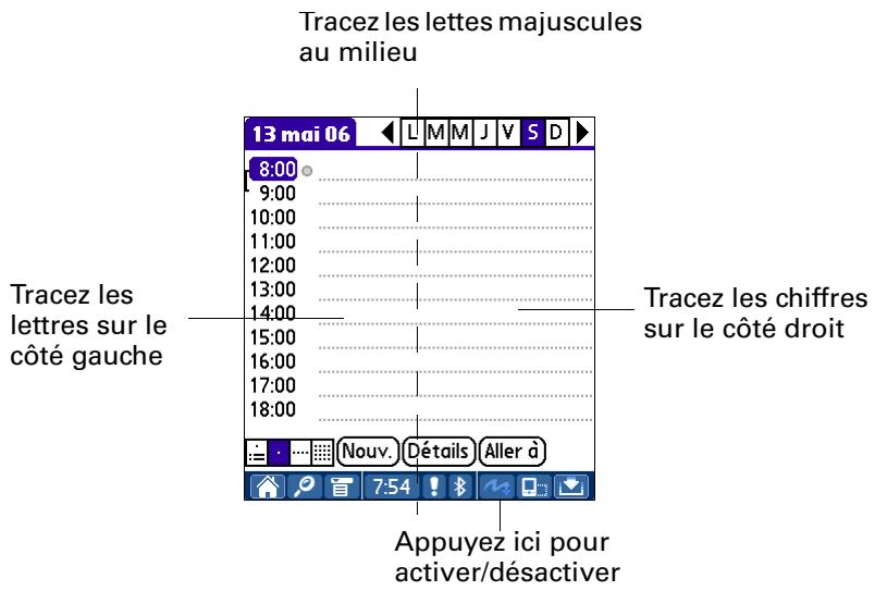 PALM TUNGSTEN T3 - Utilisation de l'écriture plein écran - 1