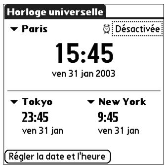 PALM TUNGSTEN T3 - Utilisation de l'horloge universelle - 3