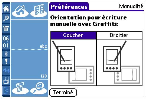 PALM TUNGSTEN T3 - Pour sélectionner une orientation : - 1