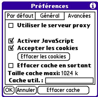 PALM TUNGSTEN T3 - Pour modifier la taille et le contenu de la mémoire cache : - 1