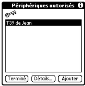 PALM TUNGSTEN T3 - Pour afficher des détails concernant un périphérique autorisé: - 1