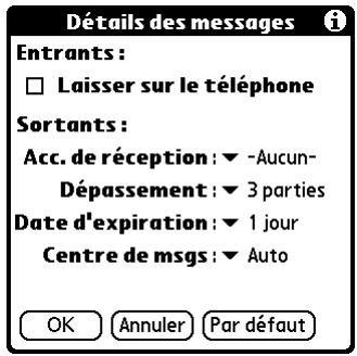 PALM TUNGSTEN T3 - Pour consulter ou modifier les préférences SMS : - 2