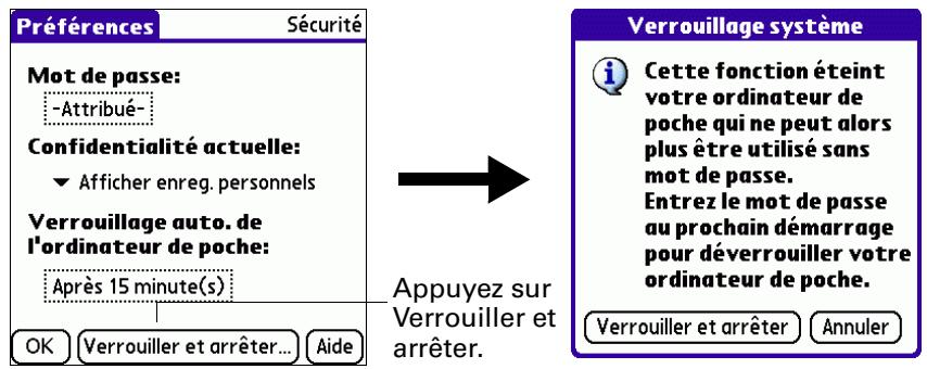 PALM TUNGSTEN T3 - Pour verrouiller et éteindre manuellement l'ordinateur de poche : - 1