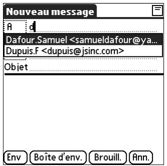 PALM TUNGSTEN T3 - Pour utiliser smart addressing pour adresser un message : - 1
