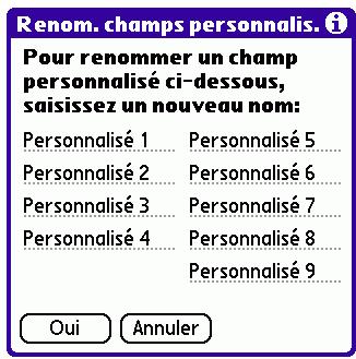 PALM TUNGSTEN T3 - Renommage champs personnels - 1