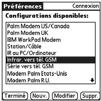 PALM TUNGSTEN T3 - Pour modifier la connexion IR au téléphone : - 1