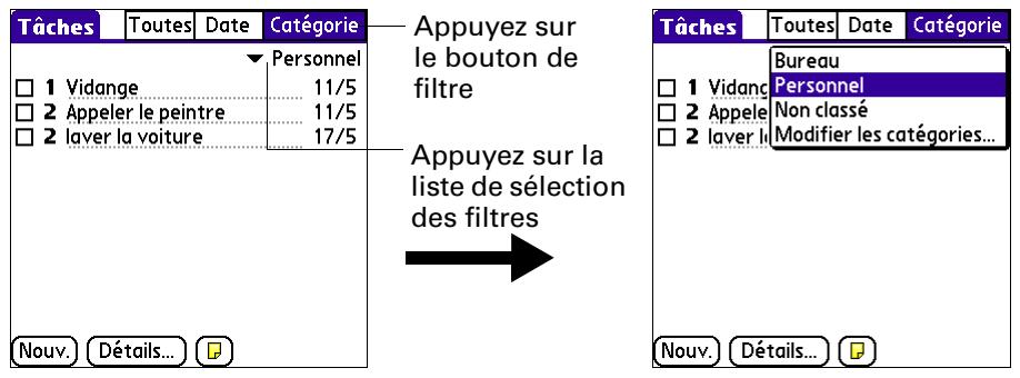 PALM TUNGSTEN T3 - Pour utiliser les filtres d'affichage : - 1