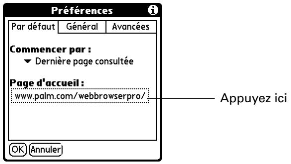 PALM TUNGSTEN T3 - Pour changer de page d'accueil : - 1