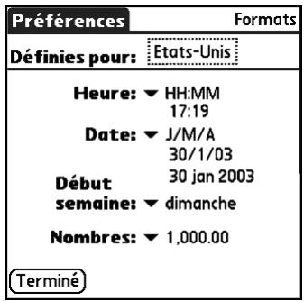 PALM TUNGSTEN T3 - Pour définir le pays par défaut : - 1