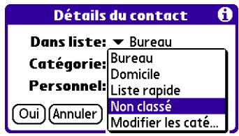 PALM TUNGSTEN T3 - Pour placer un enregistrement dans une catégorie : - 1