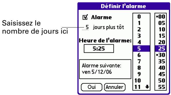 PALM TUNGSTEN T3 - Pour définir une alarme pour une tâche : - 1