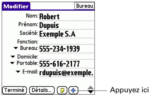 PALM TUNGSTEN T3 - Pour afficher des champs de contact supplémentaires : - 1