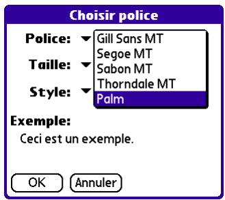 PALM TUNGSTEN T3 - Pour changer la police : - 2